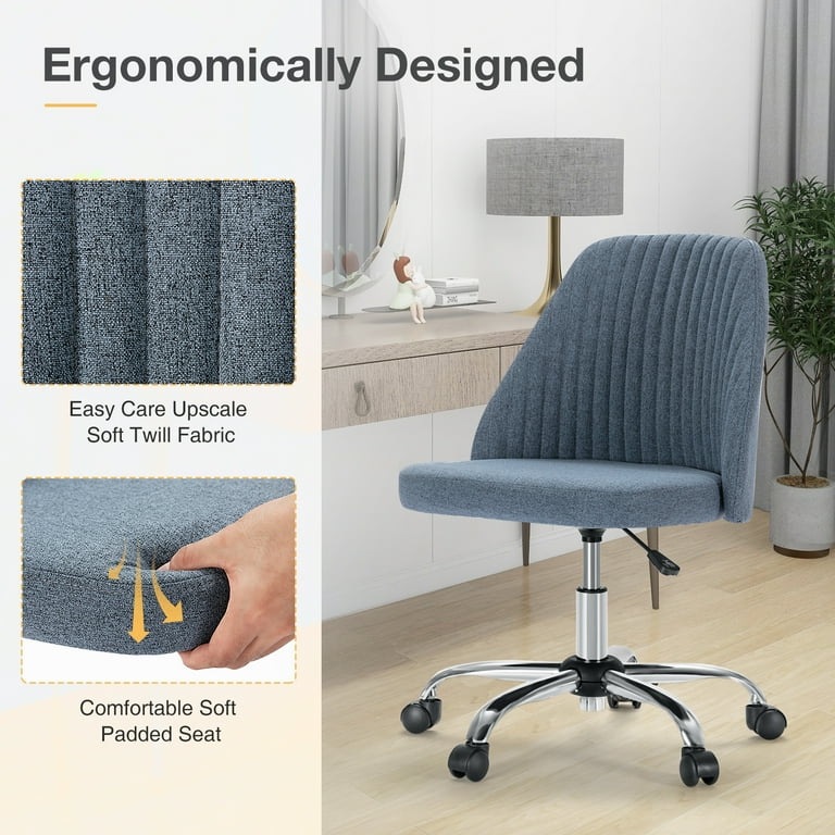Modern Chic Home Office Chair, Mid-Back Armless Twill Fabric Modern Chic Home Office Chair, Mid-Back Armless Twill Fabric