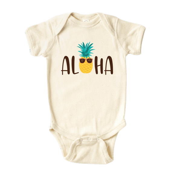 Aloha Hawaii Pineapple Shirt Premium Custom Baby Clothes Unisex Baby Announcement Gift for Mom Newborn Outfit 12m Natural
