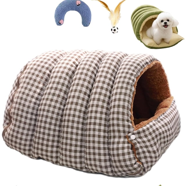 Cozy Monster Cat Bed, Niopets Cave Style Pet Bed Non-Slip Removable Washable, Fleece Soft Cat Sleeping Bag Tent with Removable Cushion Indoor (Gray B, Medium)