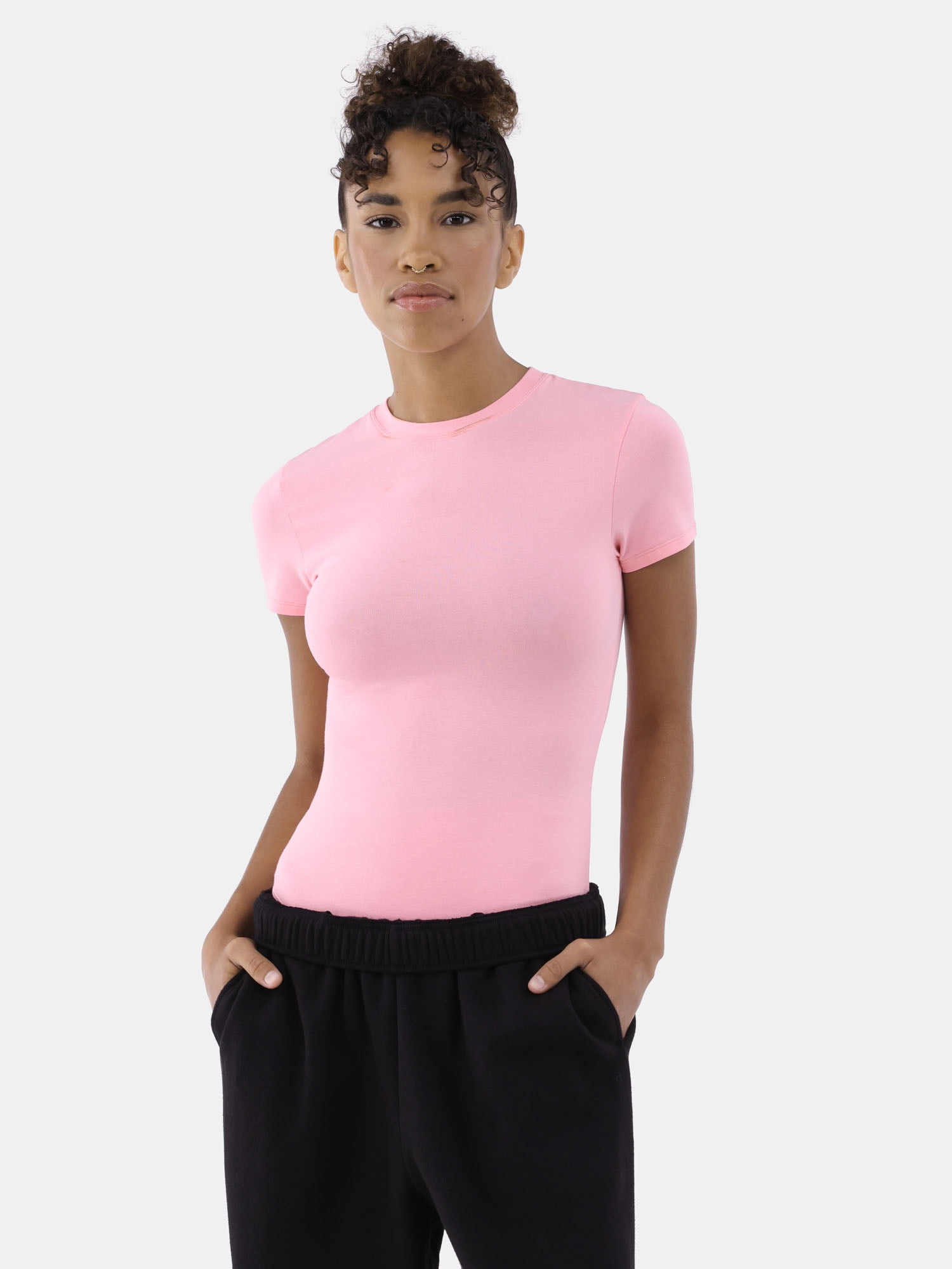 No Boundaries Cotton Stretch Jersey T-Shirt Bodysuit, Women’s XS-3XL