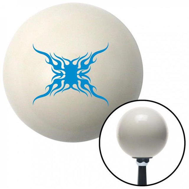 Blue Super Large Tribal Flames Ivory Shift Knob with M16 x 1.5 Insert Shifter Auto