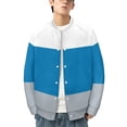 thumbnail image 2 of Gray Blue And White Stripes Baseball Jersey Fashion Ribbed Sleeve Man Women's Jacket Motion Tops XXS-6XL, 2 of 7