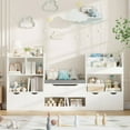 thumbnail image 7 of Hiphuta 72"Wide Kids Bookcase with Reading Nook and Under Bench Storage, Wooden Toy Storage Organizer & Book Rack for Kids Room, White, 7 of 7