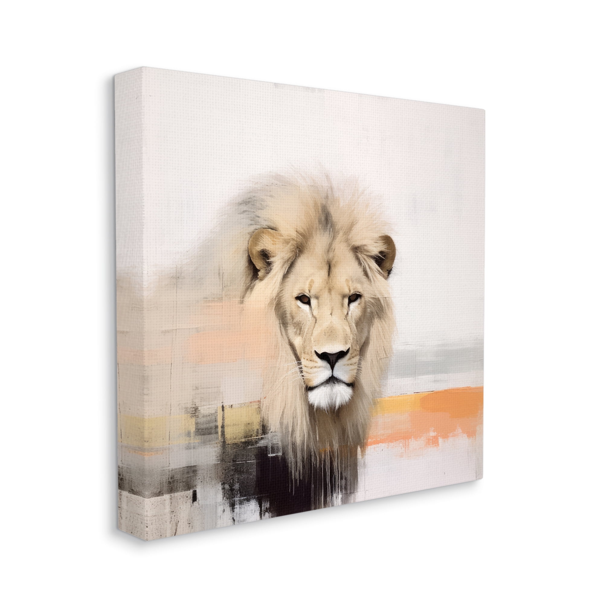 Stupell Industries Abstract Lion Portrait Animals & Insects Painting Gallery Wrapped Canvas Art Print Wall Art, 17 x 17