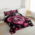 thumbnail image 3 of Homewish Initial A Letter Queen Comforter Set, Kawaii Princess Bowknot Bedding Sets, Romantic Love Heart Reversible Bedding Comforter Set, Breathable Home Decor, 3 Pieces, 3 of 8