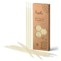 Hyoola 9 x 1/4 inch Handmade All Natural Beeswax Skinny Taper Candles - White Unscented 50 Pack