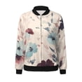 thumbnail image 4 of Vestes Décontractées pour Femmes Légères à Fermeture Éclair Veste Décontractée Imprimé Léopard&Floral Col Montant Court Sports, 4 of 4