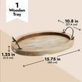 thumbnail image 4 of Farmlyn Creek Serving Tray for Coffee Table Decor - 15.8" x 10.8" x 1.3", Oval, Wood Color, Rustic - Decorative Wooden Tray with Handles - Farmhouse Table Decor, 4 of 10