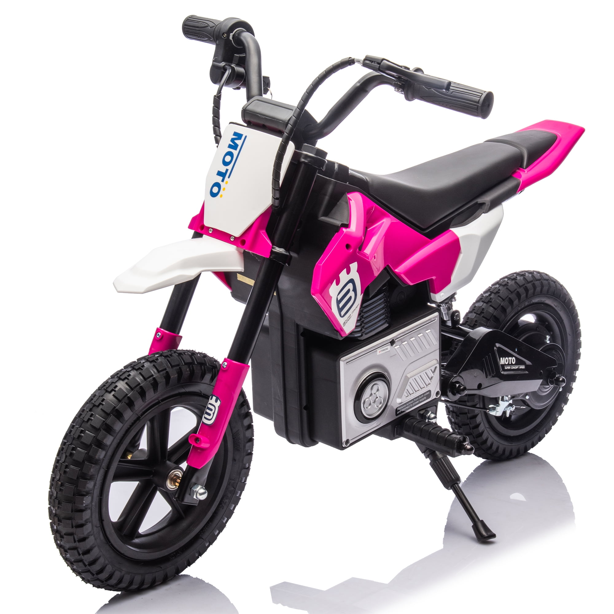 Pink 24V Kids Ride On Electric Toy Motocross Motorcycle Adjustable Speed, Bluetooth Music for 5-12 Ages