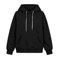 thumbnail image 2 of AKOEE Womens Oversized Hoodie with Pockets Plain Hooded Sweatshirts Casual Drawstring Long Sleeve Pullovers (L, Black), 2 of 7