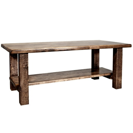 - Homestead Collection Coffee Table w/ Shelf, Stain & Clear Lacquer Finish