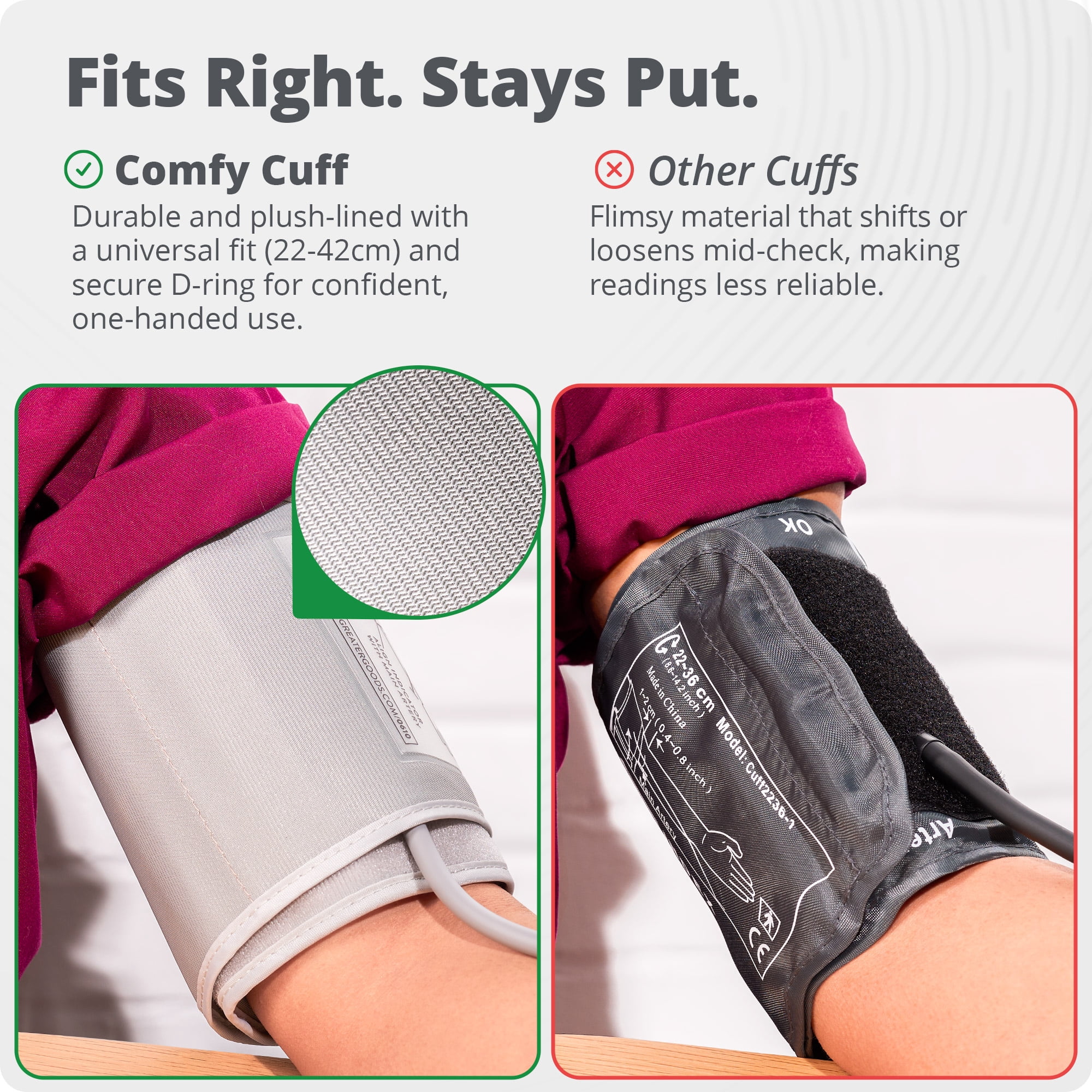 Greater Goods Sphygmomanometer, Latex-Free Manual Blood Pressure Cuff, Home Use, Elderly Care with Carrying Case, Cloud Gray