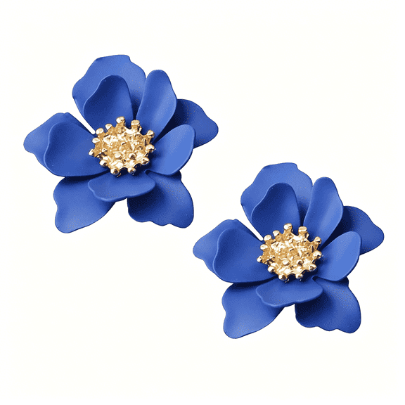 DESIGNICE 1 Pair Blue Flower Earrings for Women, Orchid Stud Earrings for Wedding or Spring