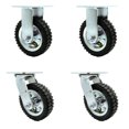 thumbnail image 1 of 6 Inch Swivel Pneumatic Casters Set of 4 - Black Rubber Wheels - Includes 2 Swivel and 2 Rigid - Heavy Duty Casters - 1,000 lbs. Total Capacity - Service Caster Brand, 1 of 4