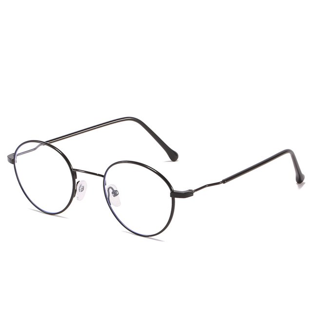 CAROOTU Metal Round Frame Blue Light Color Changing Flat Glasses Fashion Simple