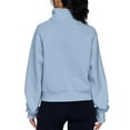 thumbnail image 4 of Women’s Solid Color Hoodie Half Zip Pullover Sweatshirt Stand Collar Long Sleeve Loose Casual Tops with Pocket Warm Fleece Fall Winter Wear, 4 of 4