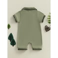 thumbnail image 6 of BemeyourBBs Newborn Baby Boy Summer Clothes Infant Baby Boy Dinosaur Outfit Romper Short Sleeve Romper Dinosaur Half Button-up Collared Jumpsuit, 6 of 9