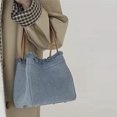 thumbnail image 5 of Mini bolsos de mezclilla para mujer, bolsos y carteras de diseñador de lujo, novedad de 2023, bolso de hombro de tela con borlas y remaches, 5 of 5