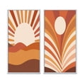 thumbnail image 2 of Designart "Midcentury Terracotta Sun Retro Landscape II" Modern Midcentury Framed Wall Art Set Of 2 - Mid-Century Brown Gallery Wall Frame Set For Home Decor, 2 of 6