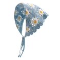 thumbnail image 2 of COM1950s Hand Crocheted Head Scarf for Women, Triangular Turban Hat with Flower Design, Cute Tie Hair Accessory for Daily Use and Outdoor Activities, Made From Soft Cotton and Linen Blend, 2 of 4