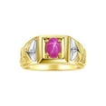 thumbnail image 1 of RYLOS Men's Rings Yellow Gold Plated Silver Rings Designer Weave Band 7X5MM Oval Gemstone &  Diamond Ring Star Ruby July Birthstone Rings For Men Size 12, 1 of 7