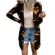 thumbnail image 5 of Paño frontal abierto para mujer Halloween ligero suave manga larga suéter abierto frontal superior abrigo casual para fiesta de Halloween de otoño negro L, 5 of 5