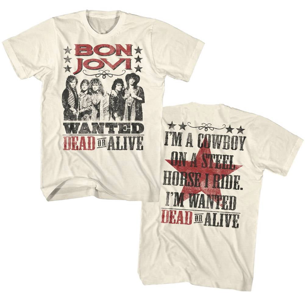 Bon Jovi Dead Or Alive Natural Adult T-Shirt
