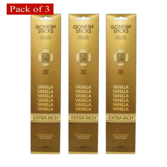 Gonesh Vanille Extra Riche 20 Bâtons (Emballage et Parfums Peuvent Parfois Varier) - Lot de 3