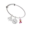 thumbnail image 2 of Delight Jewelry Silvertone Hot Pink Ribbon with Softball Silvertone Let Things Go Tree Charm Bangle Bracelet, 2 of 4
