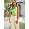 thumbnail image 2 of DARING DIVA Women's Color Block Ribbed Sleeveless Crop Tank Tops S Green, 2 of 7