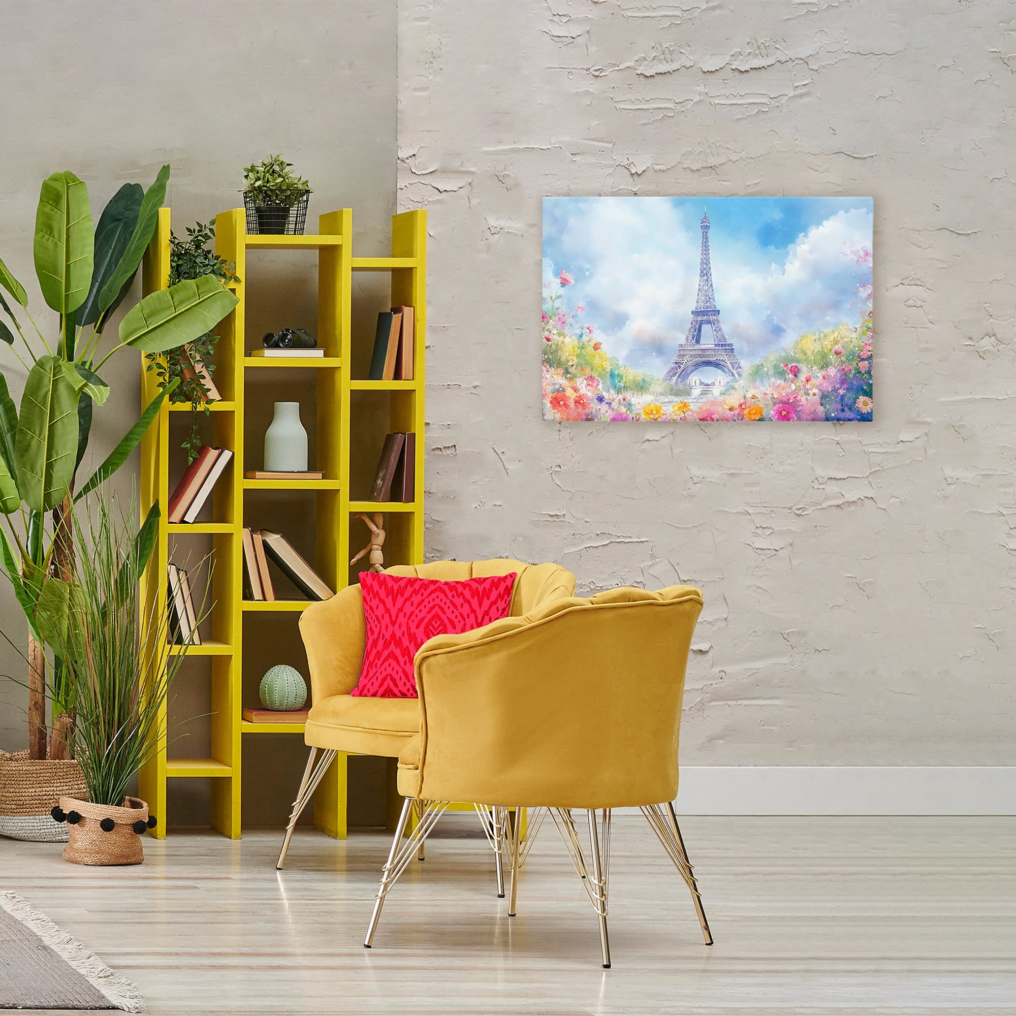 Stupell Industries Rainbow Spring at Eiffel Tower Canvas Wall Art, design by Creative Studio