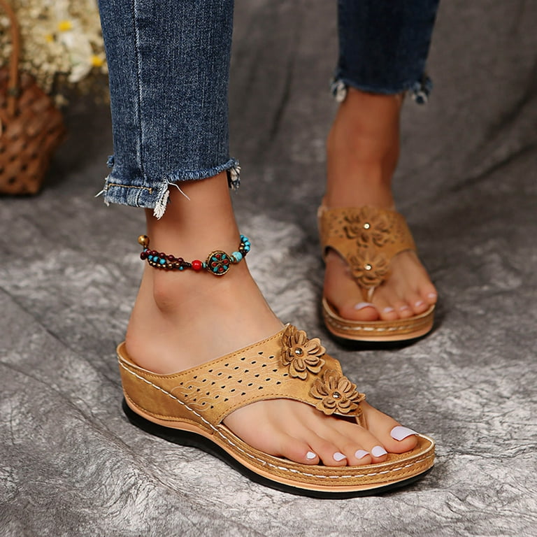 Hvyesh Women s Sandals Comfortable Flip Flops for Women with Arch Support Summer Casual Wedge Sandals Shoes Casual Sandalias Para Mujer