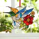 thumbnail image 5 of Colgante de vitral de colibrí con cadena, atrapaluz decorativo para salas, cocinas e ideas de regalo., 5 of 6