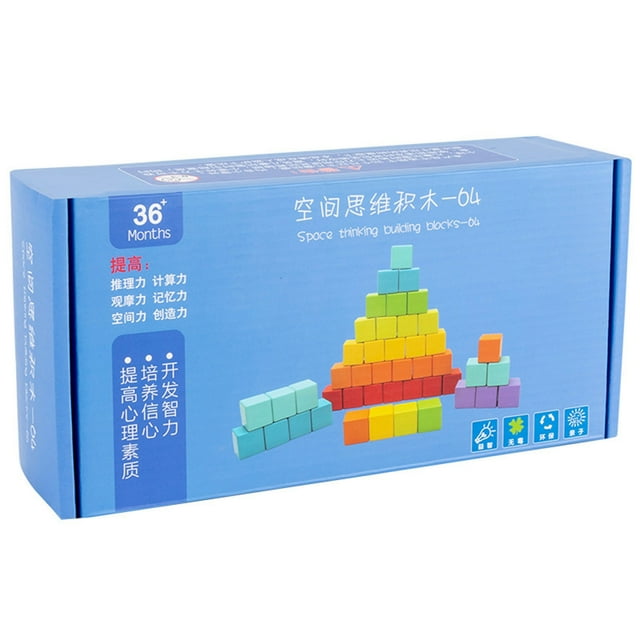 Leutsin Wooden Brain Teaser Puzzles For Kids Cubes Creative Stacking Block Sets 7 Colors