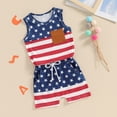 thumbnail image 4 of Douhoow Toddler Boy 4th of July Outfit 12M 18M 24M 3T 4T Kids Stars Stripes Sleeveless Tank Top Shorts 2Pcs Summer Set, 4 of 9