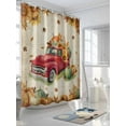 thumbnail image 3 of Fsddascl Red Truck Fall Shower Curtain Set - 72" x 78" Washable Bathtub Curtain with 12 Hooks, Pumpkins Thanksgiving Sunflower Retro Botanical Waterproof Fabric Stall Shower Curtains for Bathroom, 3 of 6