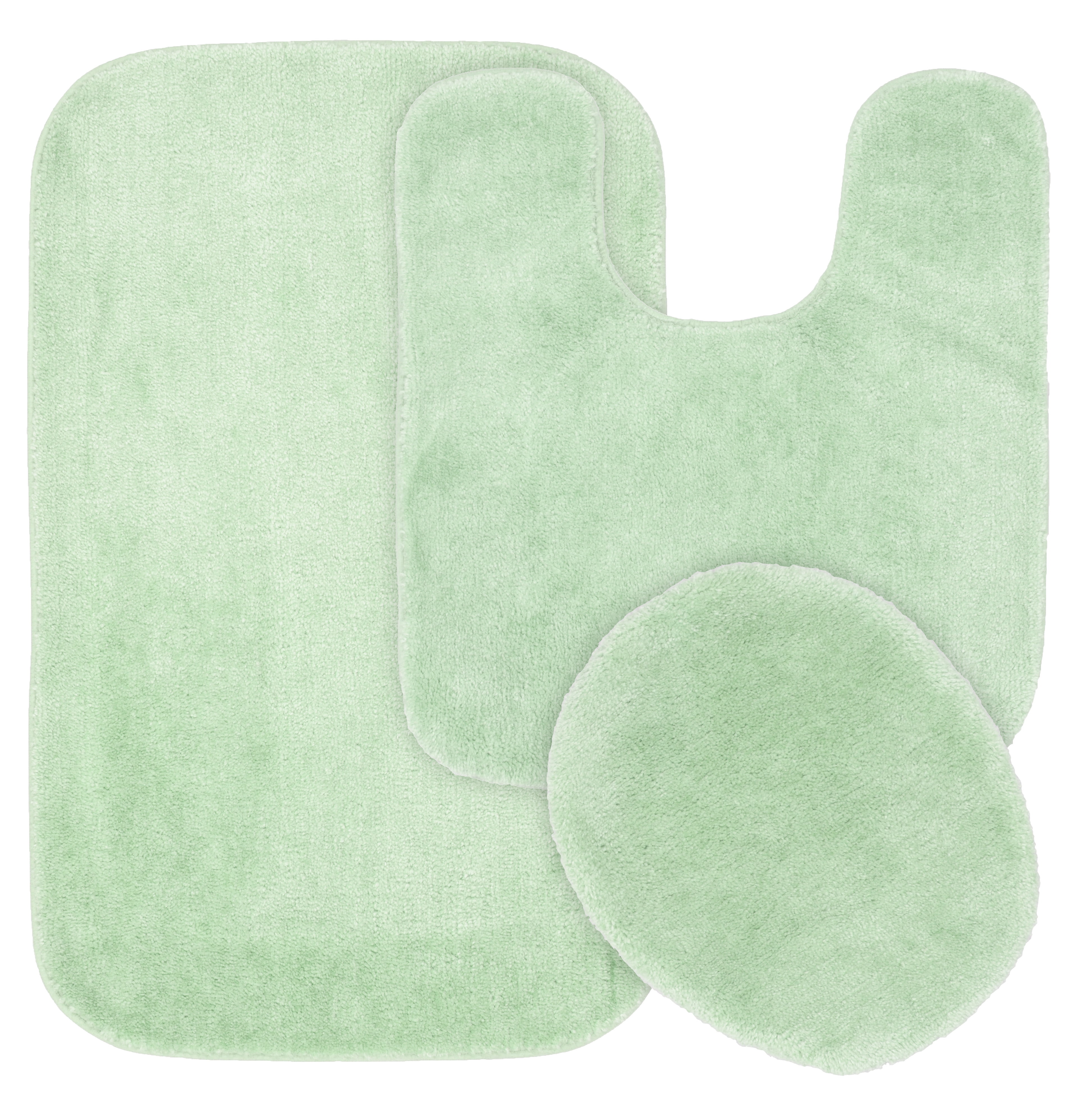 3 Piece Traditional Soft And Plush, Green Bathroom Rugs