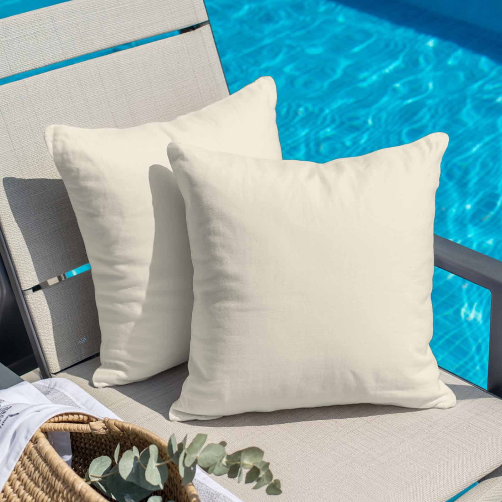 Cream Pillow Covers 24x24 Inch, Farmhouse Solid Beige Color Modern Art Linen Pillowcase with Invisible Zipper, Decorative Throw Pillow Covers Cushion Case for Couch Sofa Bed Living Room