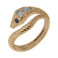 thumbnail image 1 of LBG British Made 9k Rose Gold Genuine Natural Aquamarine & Sapphire Womens Band Ring - 33 size options - Size 5.5, 1 of 6