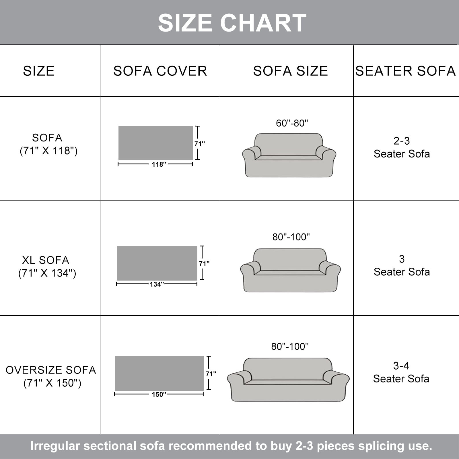 SANMADROLA Sofa Cover Washable Couch Covers for 3 Cushion Couch Sofa Super Soft Sofa Slipcover Non Slip Sofa Cover, Chenille Sofa Covers for Dogs, Furniture Protector, 71"x150", Dark Gray