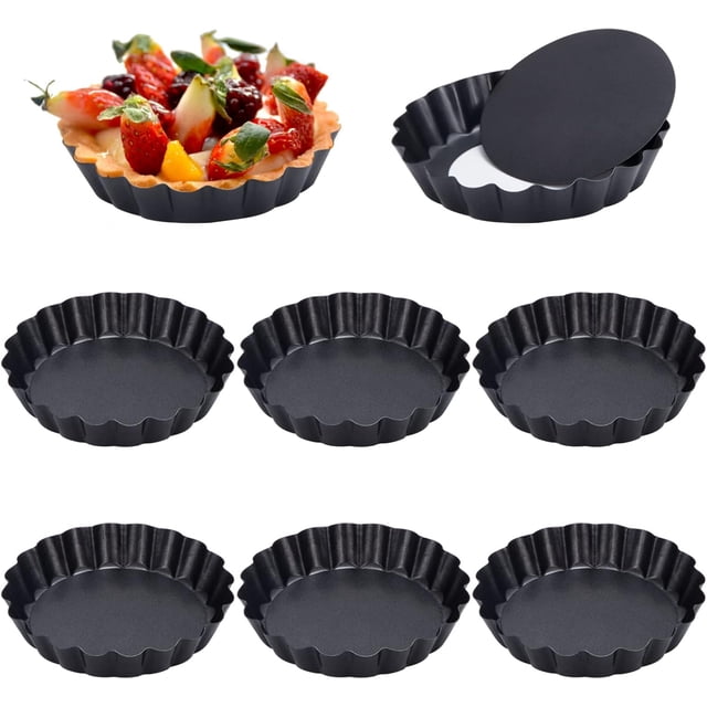 Set 8 formas de tarta pentru, KkvoGmle, Otel carbon, Baza detasabila, Negru