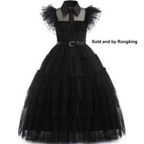 Rongking Girl's Gown Mesh Lapel Neck Ruffle Dress