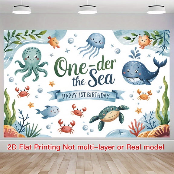 Under the Sea First Birthday Backdrop One-der the Sea Birthday Background Underwater World Turtle Happy 1st Birthday Party Decorations Supplies Cake Table Banner Photo Booth Props