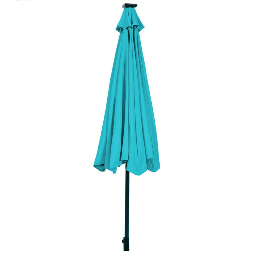 Resenkos Outdoor Garden Umbrella,Market Umbrella,10 Feet Outdoor Patio Umbrella with Bright Solar LED Lights-Turquoise