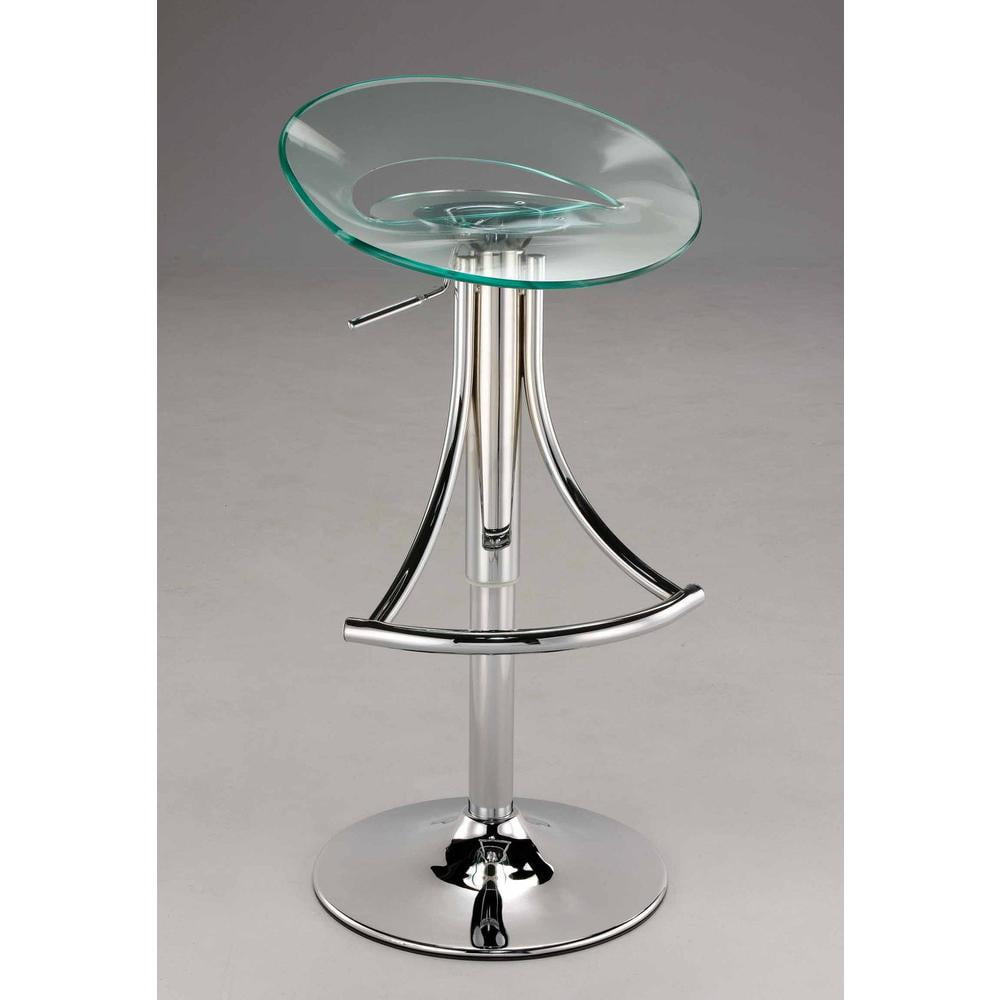 Adjustable Acrylic Plastic Bar Stool in Clear with chrome base