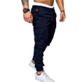 thumbnail image 1 of Men's Cargo Pants Slim Fit Sweatpants Pencil Jogger Drawstring Elastic Outdoor Trousers with Pockets, 1 of 5