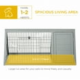thumbnail image 4 of PawHut 46" x 24" Wooden A-Frame Outdoor Rabbit Cage Small Animal Hutch with Outside Run & Ventilating Wire, Gray, 4 of 10