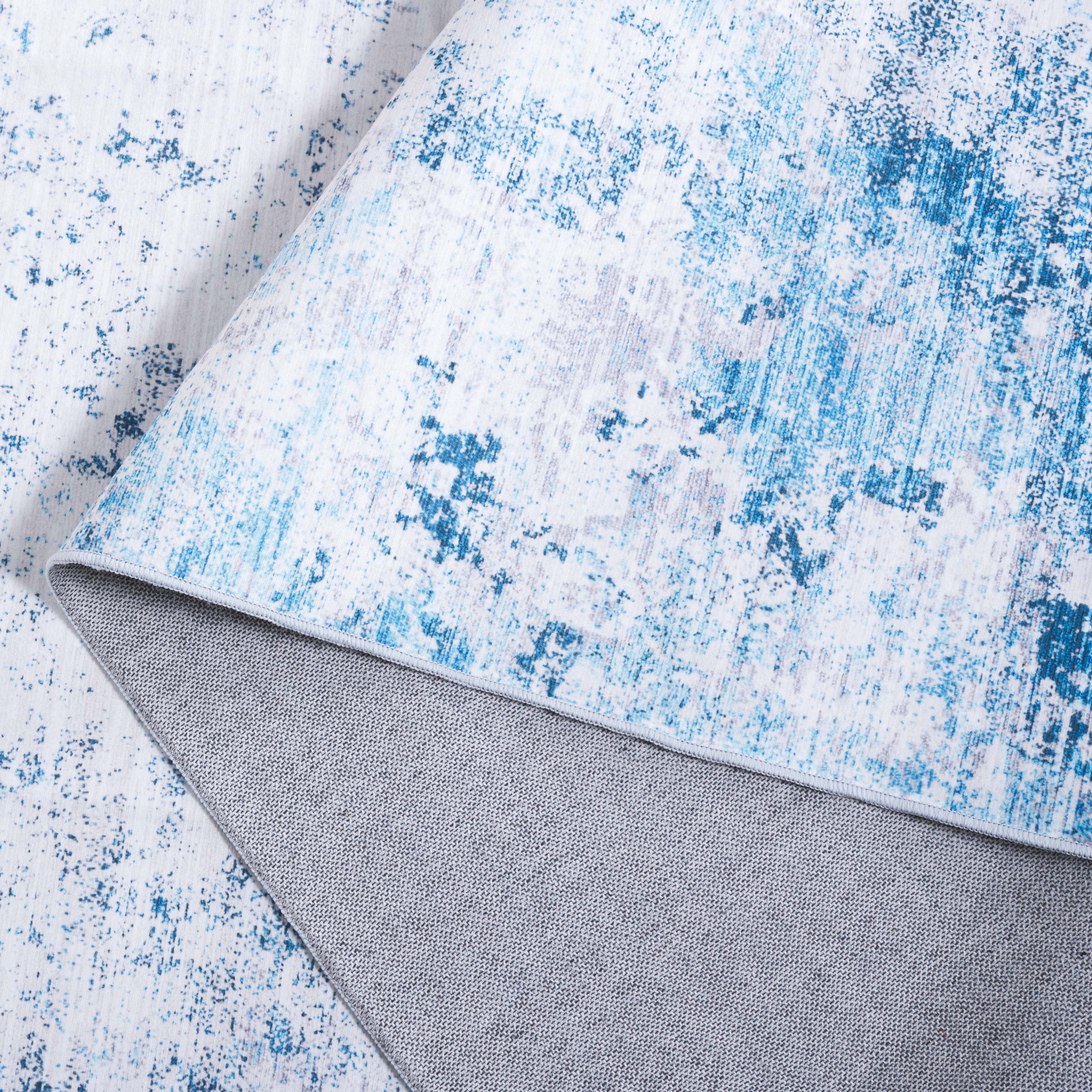 SAFAVIEH Malibu Dalia Distressed Polyester Runner Rug, Beige/Turquoise, 2'6" x 8'