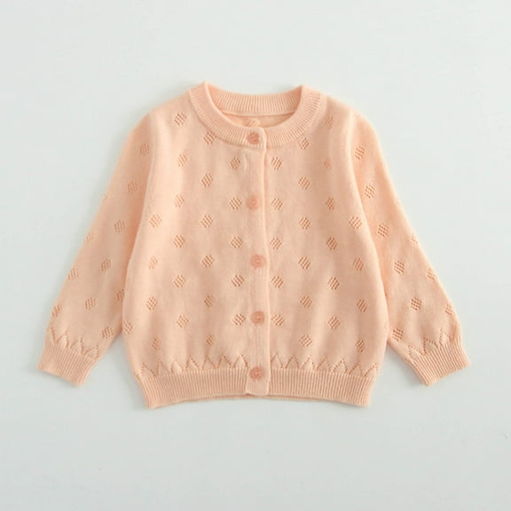 JIAYUE Girls Sweater Long Sleeve Stylish Hollow Knit Cardigan For Infants 1 Month To 2 Years Old Fashionable Wear
