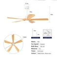 thumbnail image 3 of 52 inch Ceiling Fan with Light, Solid Wood Blades DC Motor Remote Control, 3 of 9